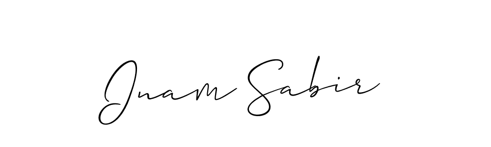 Create a beautiful signature design for name Inam Sabir. With this signature (Allison_Script) fonts, you can make a handwritten signature for free. Inam Sabir signature style 2 images and pictures png