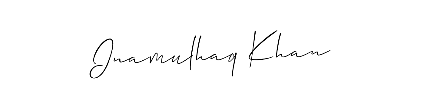 It looks lik you need a new signature style for name Inamulhaq Khan. Design unique handwritten (Allison_Script) signature with our free signature maker in just a few clicks. Inamulhaq Khan signature style 2 images and pictures png