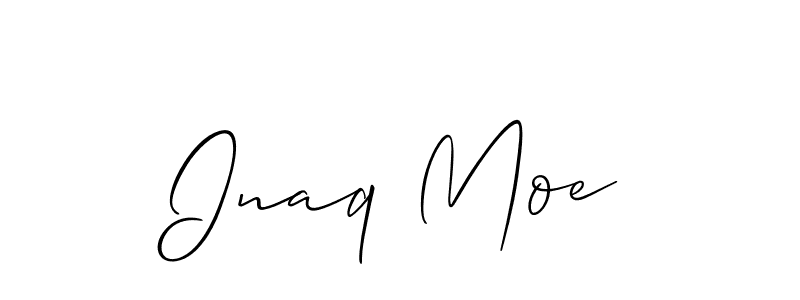 It looks lik you need a new signature style for name Inaq Moe. Design unique handwritten (Allison_Script) signature with our free signature maker in just a few clicks. Inaq Moe signature style 2 images and pictures png