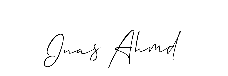 How to make Inas Ahmd signature? Allison_Script is a professional autograph style. Create handwritten signature for Inas Ahmd name. Inas Ahmd signature style 2 images and pictures png