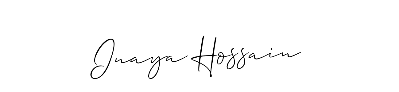 Also we have Inaya Hossain name is the best signature style. Create professional handwritten signature collection using Allison_Script autograph style. Inaya Hossain signature style 2 images and pictures png