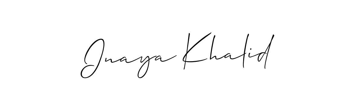 How to make Inaya Khalid signature? Allison_Script is a professional autograph style. Create handwritten signature for Inaya Khalid name. Inaya Khalid signature style 2 images and pictures png