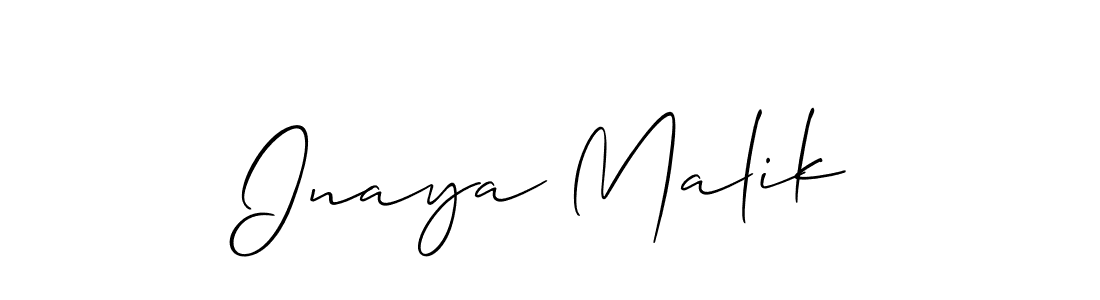 Also we have Inaya Malik name is the best signature style. Create professional handwritten signature collection using Allison_Script autograph style. Inaya Malik signature style 2 images and pictures png