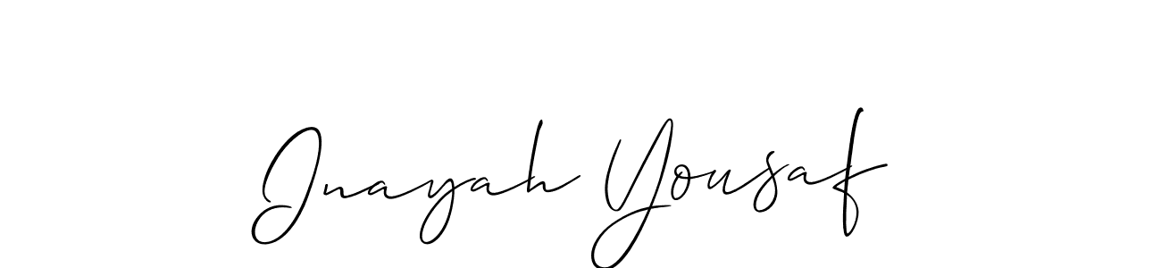 Create a beautiful signature design for name Inayah Yousaf. With this signature (Allison_Script) fonts, you can make a handwritten signature for free. Inayah Yousaf signature style 2 images and pictures png