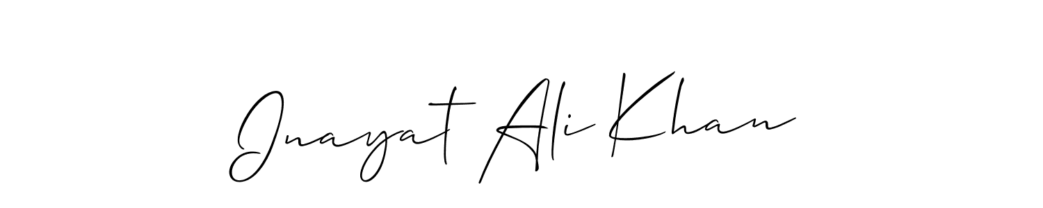 Allison_Script is a professional signature style that is perfect for those who want to add a touch of class to their signature. It is also a great choice for those who want to make their signature more unique. Get Inayat Ali Khan name to fancy signature for free. Inayat Ali Khan signature style 2 images and pictures png