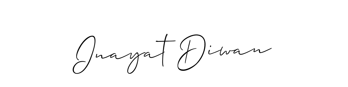 The best way (Allison_Script) to make a short signature is to pick only two or three words in your name. The name Inayat Diwan include a total of six letters. For converting this name. Inayat Diwan signature style 2 images and pictures png
