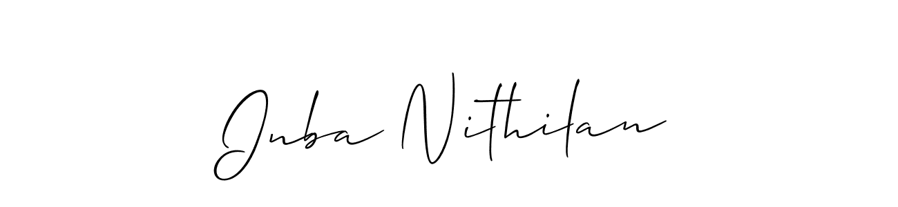 if you are searching for the best signature style for your name Inba Nithilan. so please give up your signature search. here we have designed multiple signature styles  using Allison_Script. Inba Nithilan signature style 2 images and pictures png