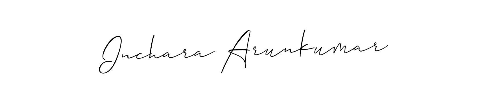 Also we have Inchara Arunkumar name is the best signature style. Create professional handwritten signature collection using Allison_Script autograph style. Inchara Arunkumar signature style 2 images and pictures png