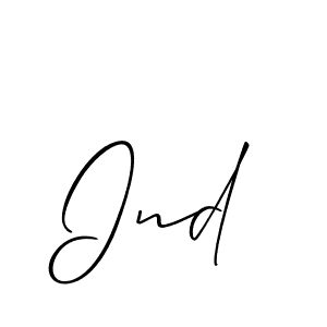 Make a beautiful signature design for name Ind. With this signature (Allison_Script) style, you can create a handwritten signature for free. Ind signature style 2 images and pictures png