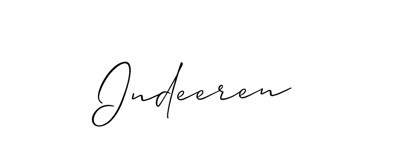 The best way (Allison_Script) to make a short signature is to pick only two or three words in your name. The name Indeeren include a total of six letters. For converting this name. Indeeren signature style 2 images and pictures png