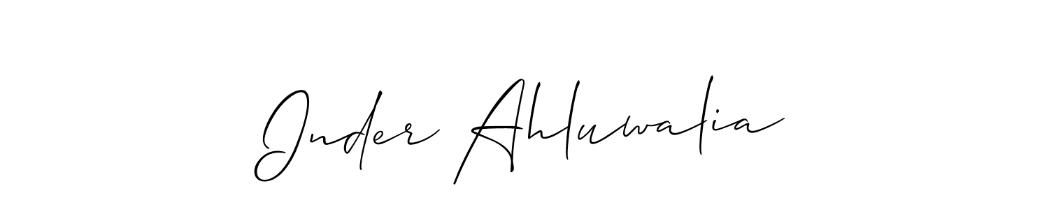 You should practise on your own different ways (Allison_Script) to write your name (Inder Ahluwalia) in signature. don't let someone else do it for you. Inder Ahluwalia signature style 2 images and pictures png