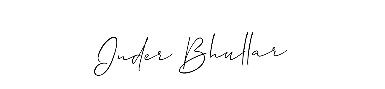 Also we have Inder Bhullar name is the best signature style. Create professional handwritten signature collection using Allison_Script autograph style. Inder Bhullar signature style 2 images and pictures png