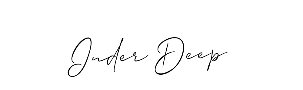 Use a signature maker to create a handwritten signature online. With this signature software, you can design (Allison_Script) your own signature for name Inder Deep. Inder Deep signature style 2 images and pictures png