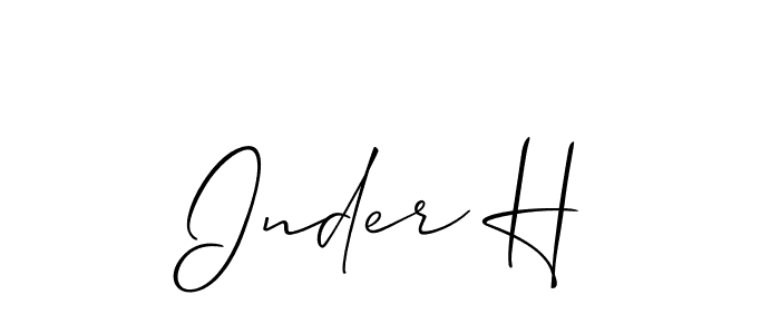 Also You can easily find your signature by using the search form. We will create Inder H name handwritten signature images for you free of cost using Allison_Script sign style. Inder H signature style 2 images and pictures png