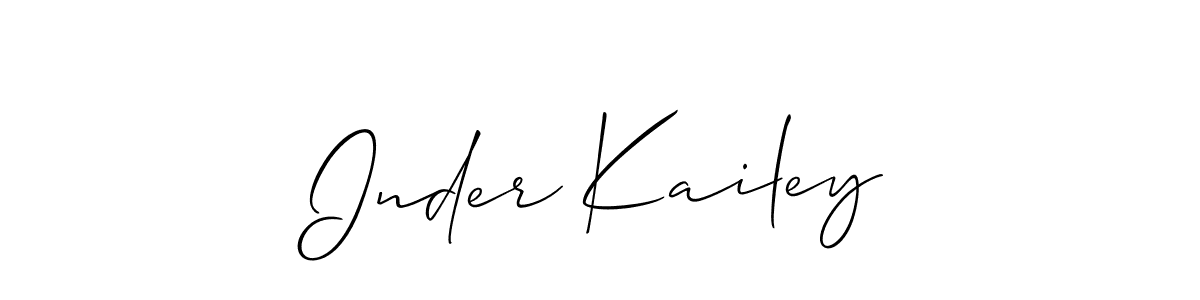 The best way (Allison_Script) to make a short signature is to pick only two or three words in your name. The name Inder Kailey include a total of six letters. For converting this name. Inder Kailey signature style 2 images and pictures png