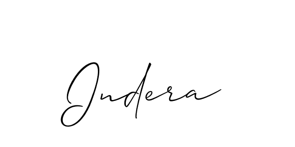 Use a signature maker to create a handwritten signature online. With this signature software, you can design (Allison_Script) your own signature for name Indera. Indera signature style 2 images and pictures png