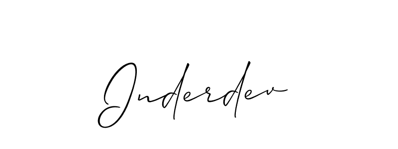 Make a beautiful signature design for name Inderdev. With this signature (Allison_Script) style, you can create a handwritten signature for free. Inderdev signature style 2 images and pictures png
