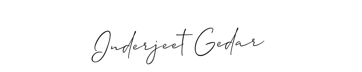 Make a beautiful signature design for name Inderjeet Gedar. With this signature (Allison_Script) style, you can create a handwritten signature for free. Inderjeet Gedar signature style 2 images and pictures png