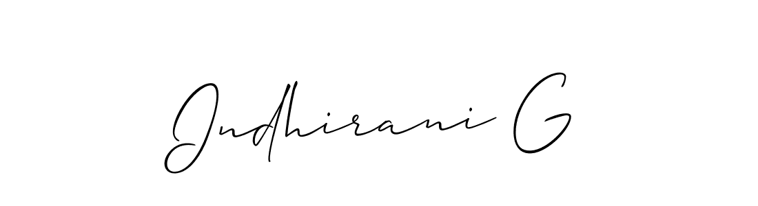 Make a beautiful signature design for name Indhirani G. With this signature (Allison_Script) style, you can create a handwritten signature for free. Indhirani G signature style 2 images and pictures png