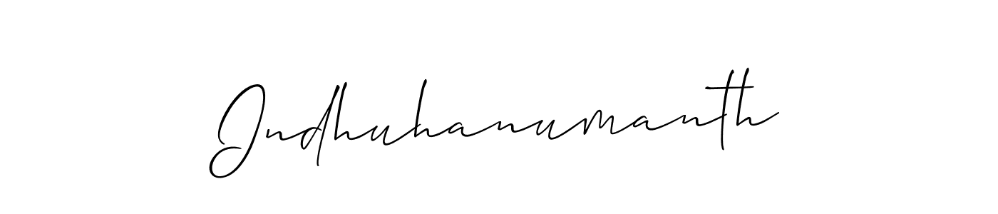 Create a beautiful signature design for name Indhuhanumanth. With this signature (Allison_Script) fonts, you can make a handwritten signature for free. Indhuhanumanth signature style 2 images and pictures png