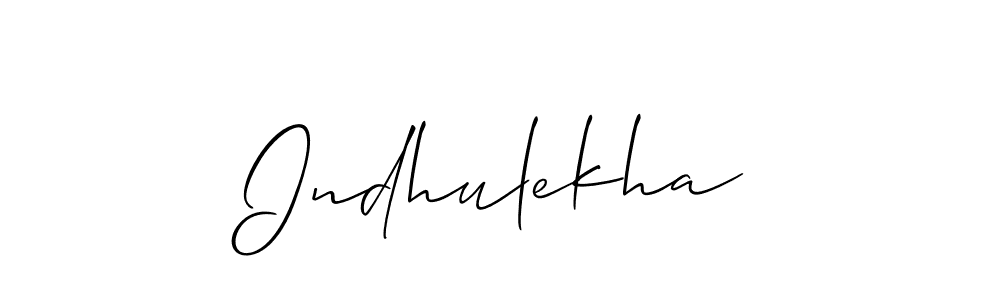 Use a signature maker to create a handwritten signature online. With this signature software, you can design (Allison_Script) your own signature for name Indhulekha. Indhulekha signature style 2 images and pictures png