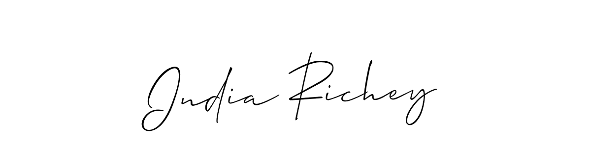 Also You can easily find your signature by using the search form. We will create India Richey name handwritten signature images for you free of cost using Allison_Script sign style. India Richey signature style 2 images and pictures png