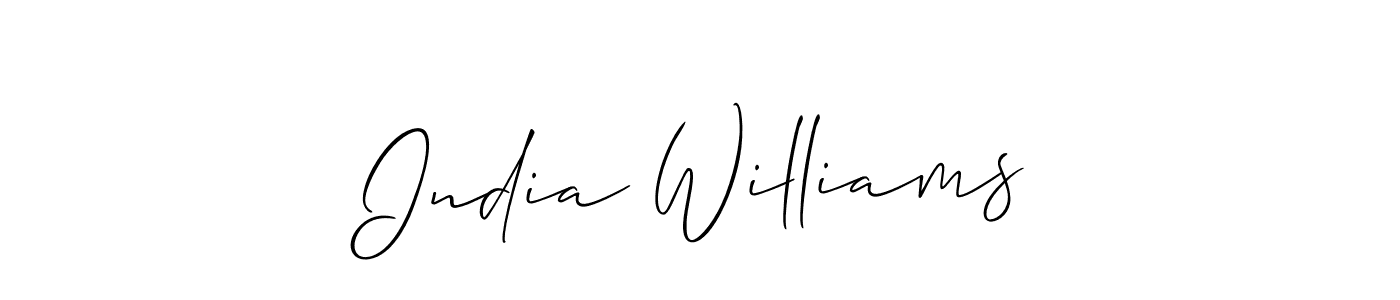 How to make India Williams signature? Allison_Script is a professional autograph style. Create handwritten signature for India Williams name. India Williams signature style 2 images and pictures png