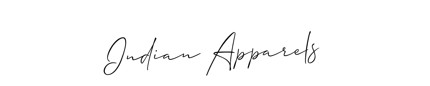 Allison_Script is a professional signature style that is perfect for those who want to add a touch of class to their signature. It is also a great choice for those who want to make their signature more unique. Get Indian Apparels name to fancy signature for free. Indian Apparels signature style 2 images and pictures png