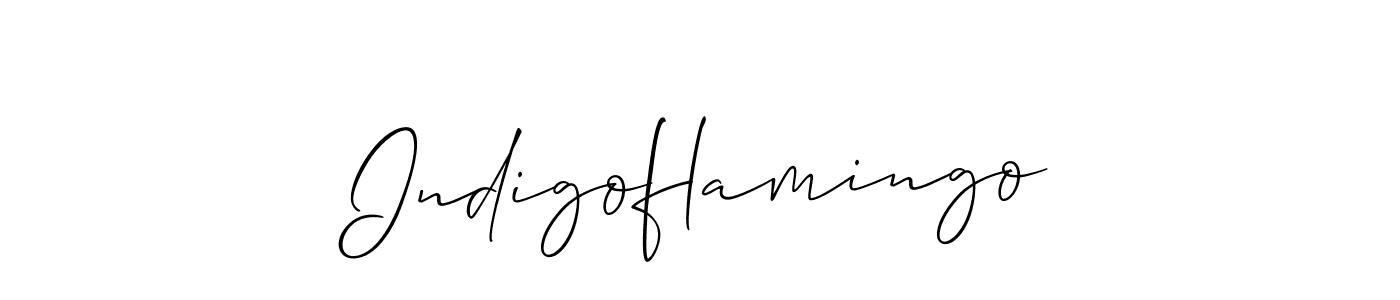 Allison_Script is a professional signature style that is perfect for those who want to add a touch of class to their signature. It is also a great choice for those who want to make their signature more unique. Get Indigoflamingo name to fancy signature for free. Indigoflamingo signature style 2 images and pictures png