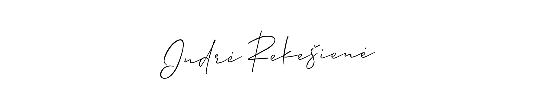 Also You can easily find your signature by using the search form. We will create Indrė Rekešienė name handwritten signature images for you free of cost using Allison_Script sign style. Indrė Rekešienė signature style 2 images and pictures png