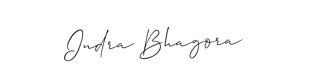 Make a beautiful signature design for name Indra Bhagora. With this signature (Allison_Script) style, you can create a handwritten signature for free. Indra Bhagora signature style 2 images and pictures png