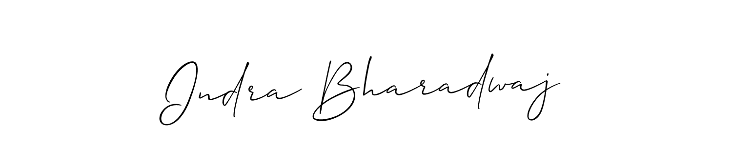 How to make Indra Bharadwaj name signature. Use Allison_Script style for creating short signs online. This is the latest handwritten sign. Indra Bharadwaj signature style 2 images and pictures png