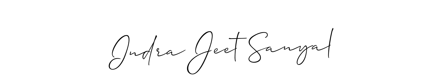 The best way (Allison_Script) to make a short signature is to pick only two or three words in your name. The name Indra Jeet Sanyal include a total of six letters. For converting this name. Indra Jeet Sanyal signature style 2 images and pictures png