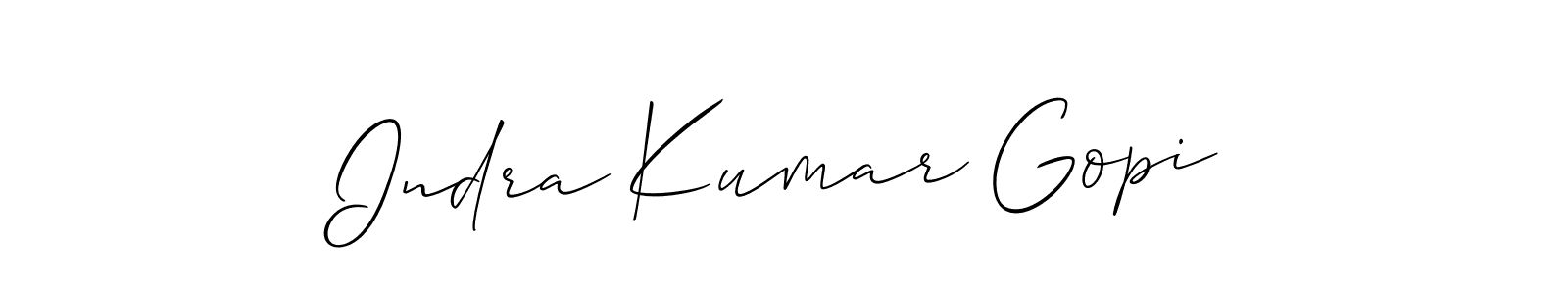 You should practise on your own different ways (Allison_Script) to write your name (Indra Kumar Gopi) in signature. don't let someone else do it for you. Indra Kumar Gopi signature style 2 images and pictures png