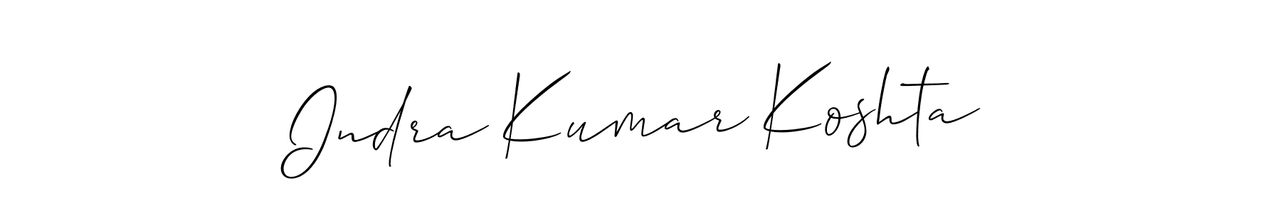 How to make Indra Kumar Koshta signature? Allison_Script is a professional autograph style. Create handwritten signature for Indra Kumar Koshta name. Indra Kumar Koshta signature style 2 images and pictures png