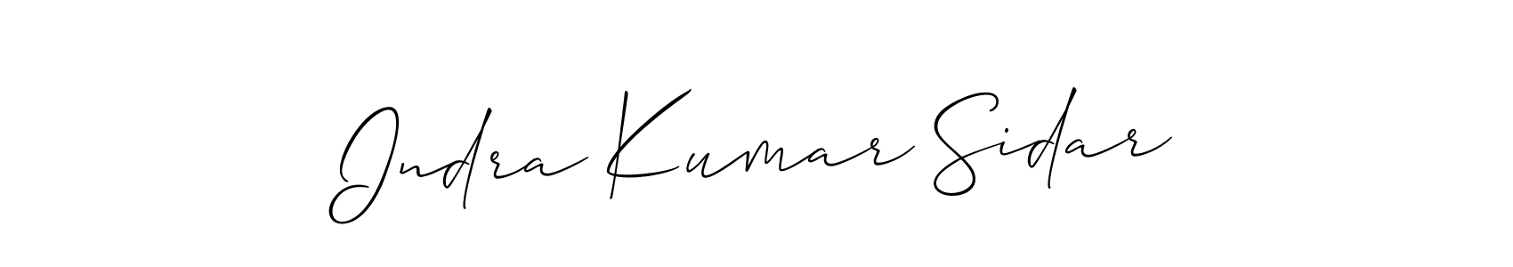 The best way (Allison_Script) to make a short signature is to pick only two or three words in your name. The name Indra Kumar Sidar include a total of six letters. For converting this name. Indra Kumar Sidar signature style 2 images and pictures png