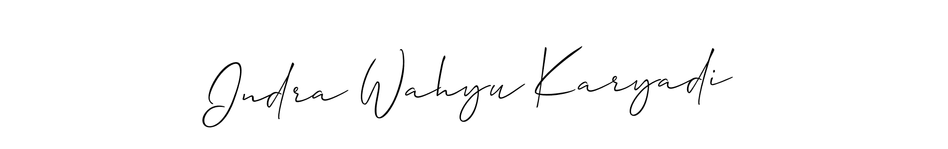 How to make Indra Wahyu Karyadi name signature. Use Allison_Script style for creating short signs online. This is the latest handwritten sign. Indra Wahyu Karyadi signature style 2 images and pictures png