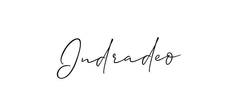 It looks lik you need a new signature style for name Indradeo. Design unique handwritten (Allison_Script) signature with our free signature maker in just a few clicks. Indradeo signature style 2 images and pictures png