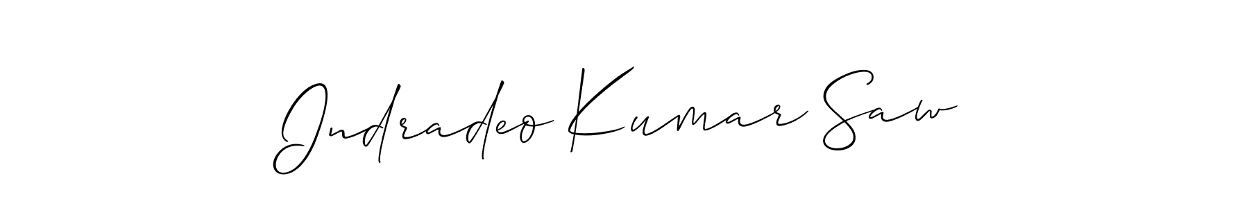 Make a beautiful signature design for name Indradeo Kumar Saw. With this signature (Allison_Script) style, you can create a handwritten signature for free. Indradeo Kumar Saw signature style 2 images and pictures png