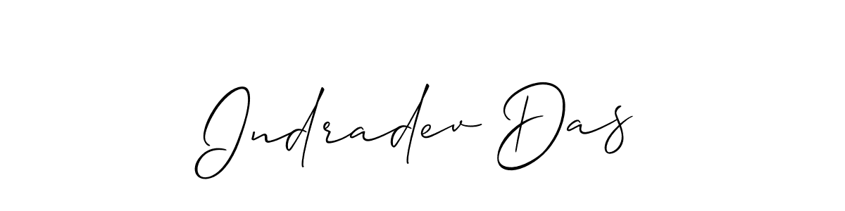 Create a beautiful signature design for name Indradev Das. With this signature (Allison_Script) fonts, you can make a handwritten signature for free. Indradev Das signature style 2 images and pictures png