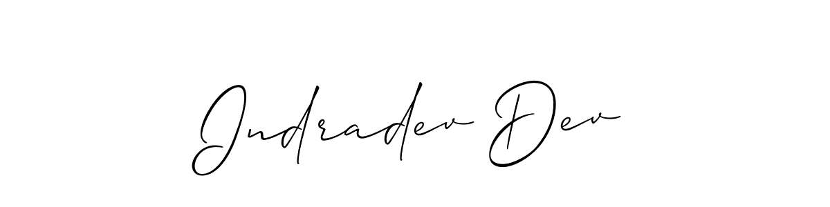 How to make Indradev Dev name signature. Use Allison_Script style for creating short signs online. This is the latest handwritten sign. Indradev Dev signature style 2 images and pictures png