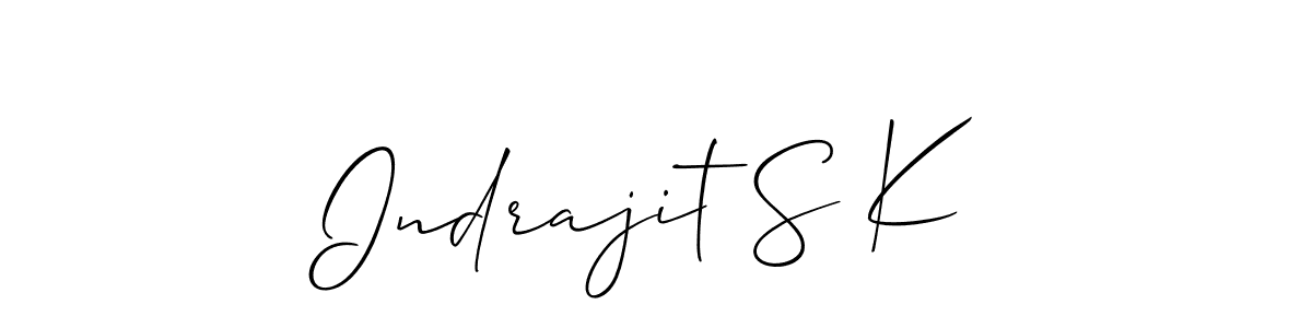 Use a signature maker to create a handwritten signature online. With this signature software, you can design (Allison_Script) your own signature for name Indrajit S K. Indrajit S K signature style 2 images and pictures png