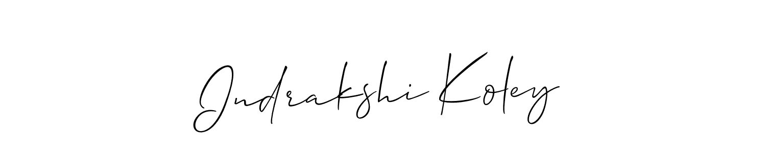 Allison_Script is a professional signature style that is perfect for those who want to add a touch of class to their signature. It is also a great choice for those who want to make their signature more unique. Get Indrakshi Koley name to fancy signature for free. Indrakshi Koley signature style 2 images and pictures png