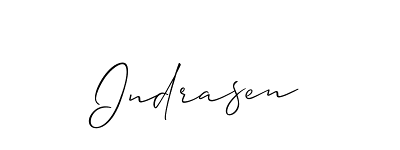 Design your own signature with our free online signature maker. With this signature software, you can create a handwritten (Allison_Script) signature for name Indrasen. Indrasen signature style 2 images and pictures png