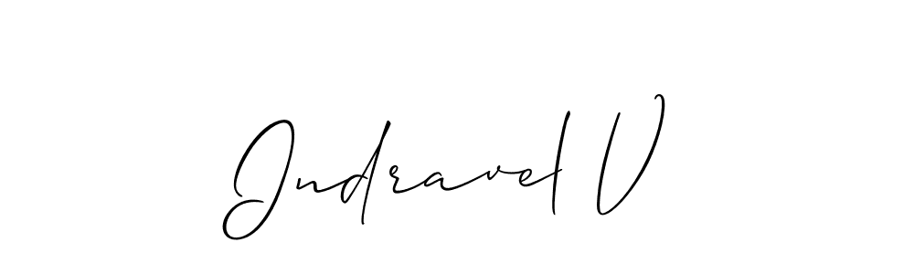 Design your own signature with our free online signature maker. With this signature software, you can create a handwritten (Allison_Script) signature for name Indravel V. Indravel V signature style 2 images and pictures png