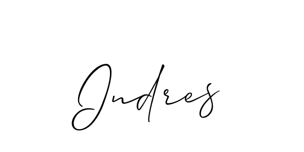 Create a beautiful signature design for name Indres. With this signature (Allison_Script) fonts, you can make a handwritten signature for free. Indres signature style 2 images and pictures png