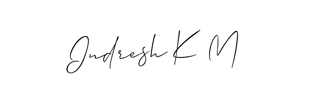 Use a signature maker to create a handwritten signature online. With this signature software, you can design (Allison_Script) your own signature for name Indresh K M. Indresh K M signature style 2 images and pictures png