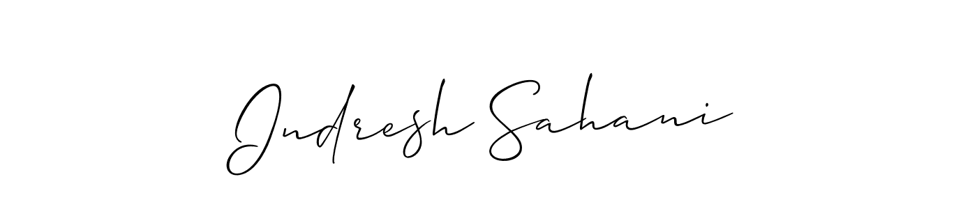 How to make Indresh Sahani name signature. Use Allison_Script style for creating short signs online. This is the latest handwritten sign. Indresh Sahani signature style 2 images and pictures png