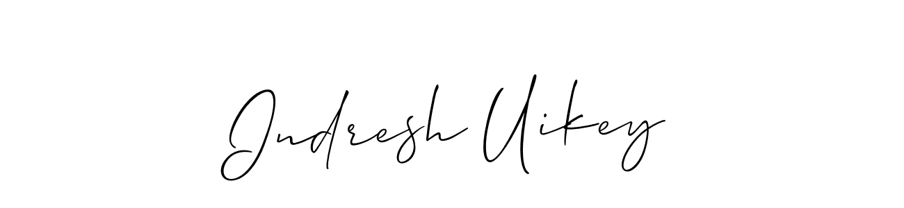 The best way (Allison_Script) to make a short signature is to pick only two or three words in your name. The name Indresh Uikey include a total of six letters. For converting this name. Indresh Uikey signature style 2 images and pictures png