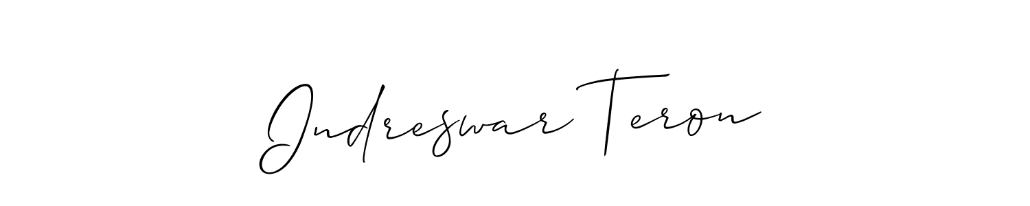 Create a beautiful signature design for name Indreswar Teron. With this signature (Allison_Script) fonts, you can make a handwritten signature for free. Indreswar Teron signature style 2 images and pictures png